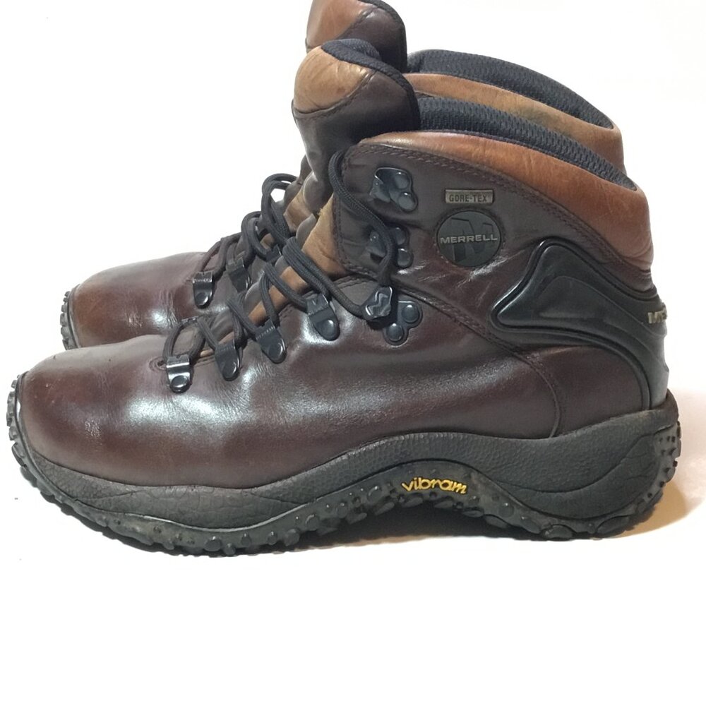 Merrell Brown Leather Hiking Ankle Boots with Black Soles